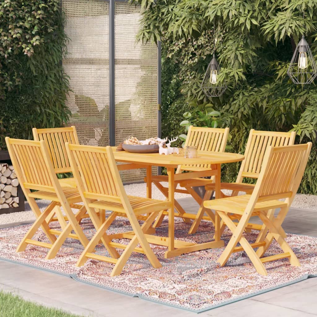 vidaXL 7 Piece Garden Dining Set Solid Teak Wood