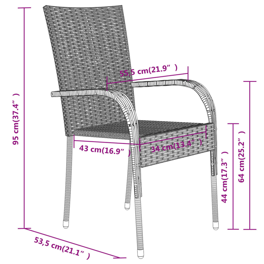 vidaXL 5 Piece Garden Dining Set Grey and Black