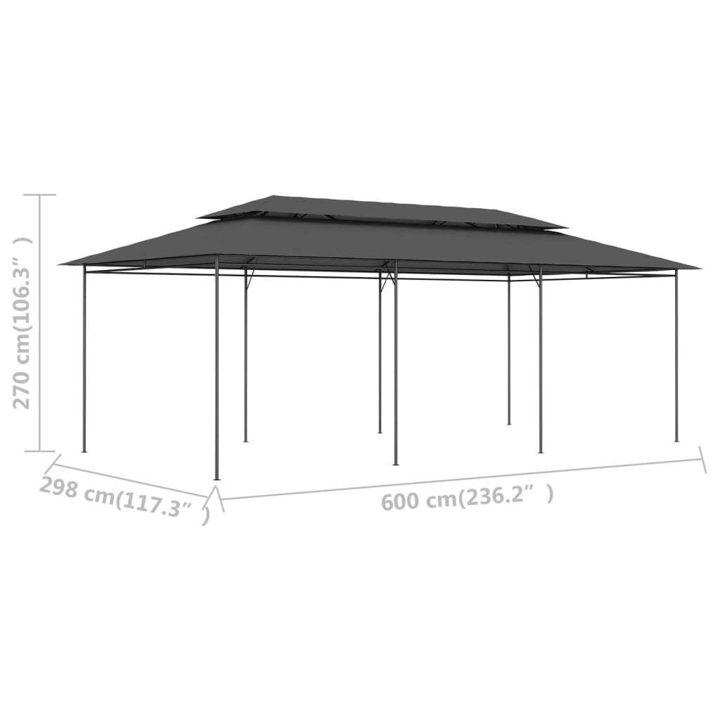 vidaXL Gazebo 600x298x270 cm Anthracite