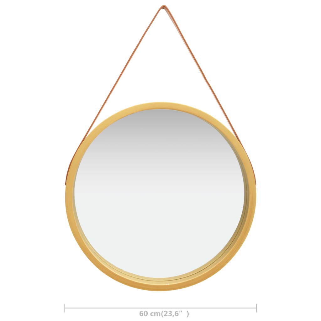 vidaXL Wall Mirror with Strap 60 cm Gold