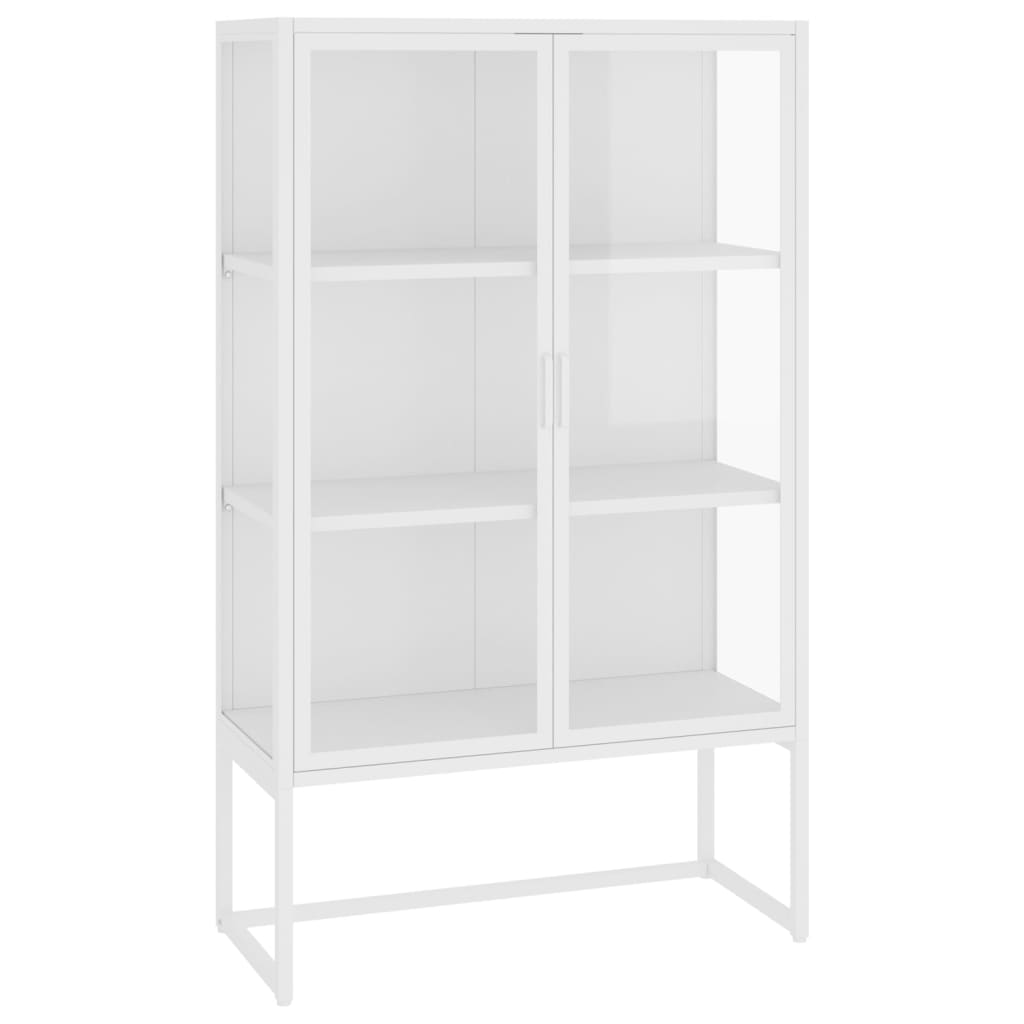 vidaXL Highboard White 80x35x135 cm Steel and Tempered Glass