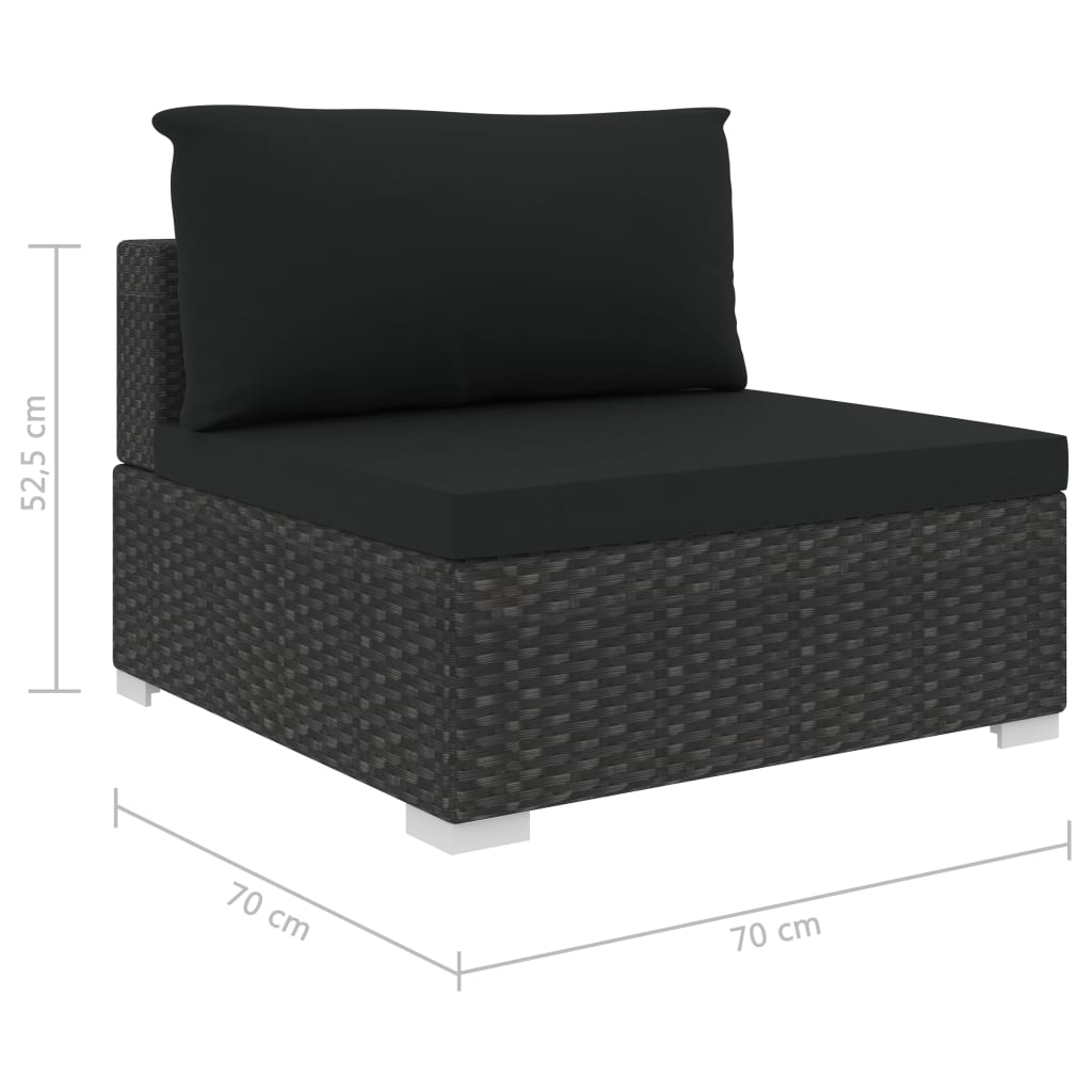 vidaXL 8 Piece Garden Lounge Set with Cushions Poly Rattan Black