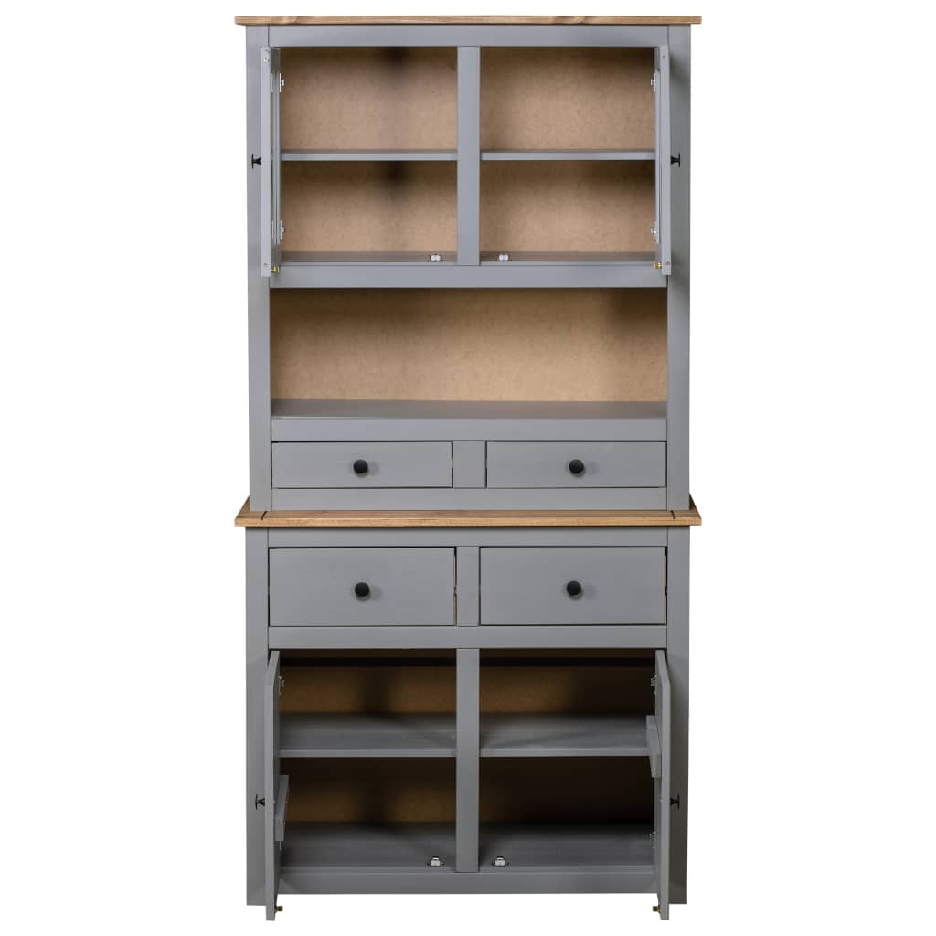 vidaXL Highboard Grey 93x40.5x180 cm Solid Pine Panama Range