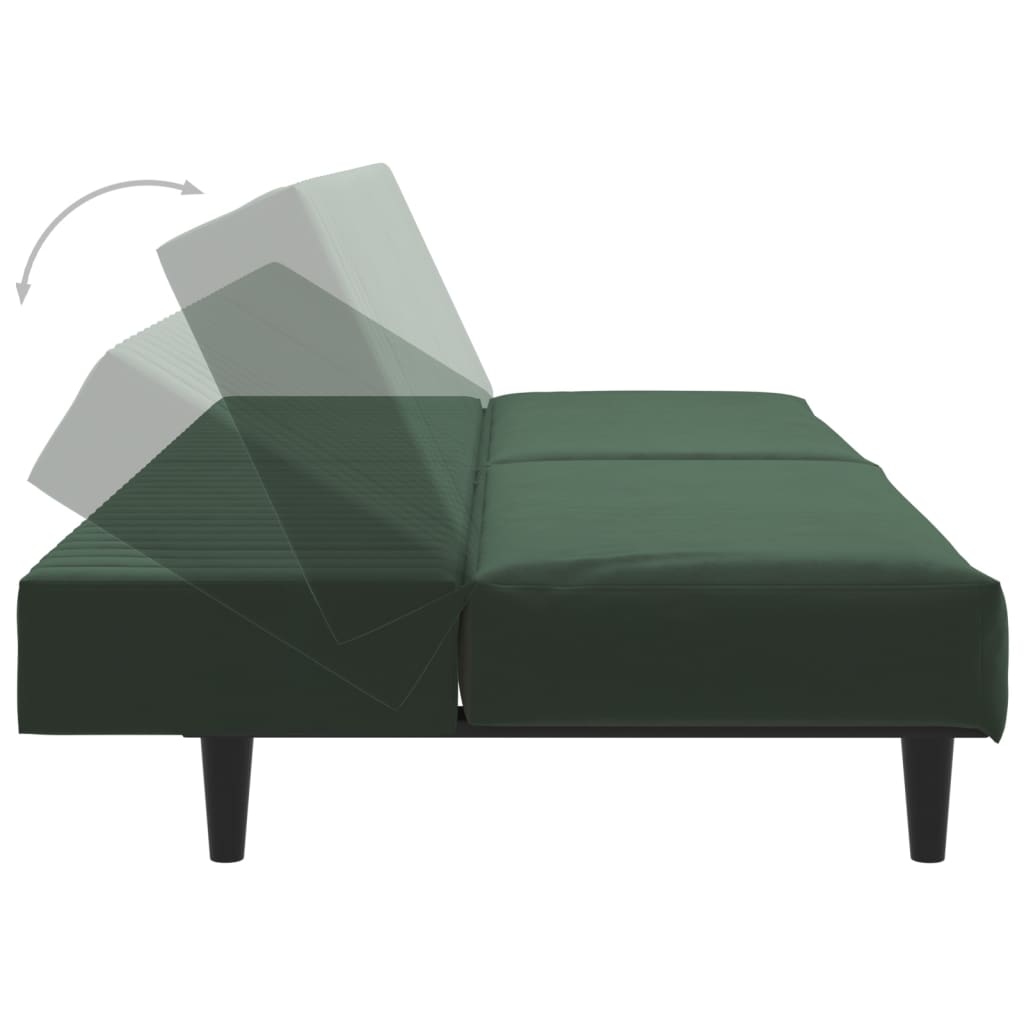 vidaXL 2-Seater Sofa Bed Dark Green Velvet