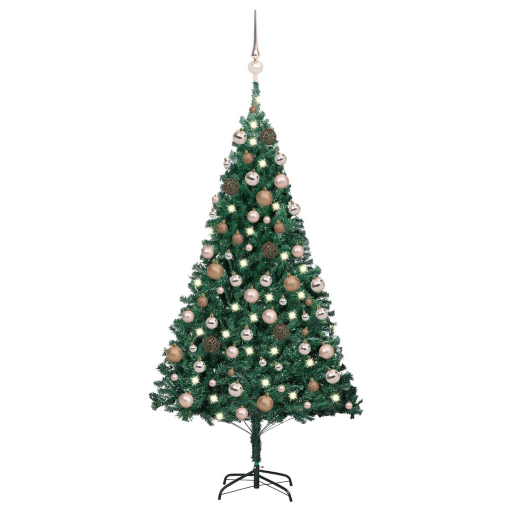 vidaXL Artificial Pre-lit Christmas Tree with Ball Set Green 120 cm PVC