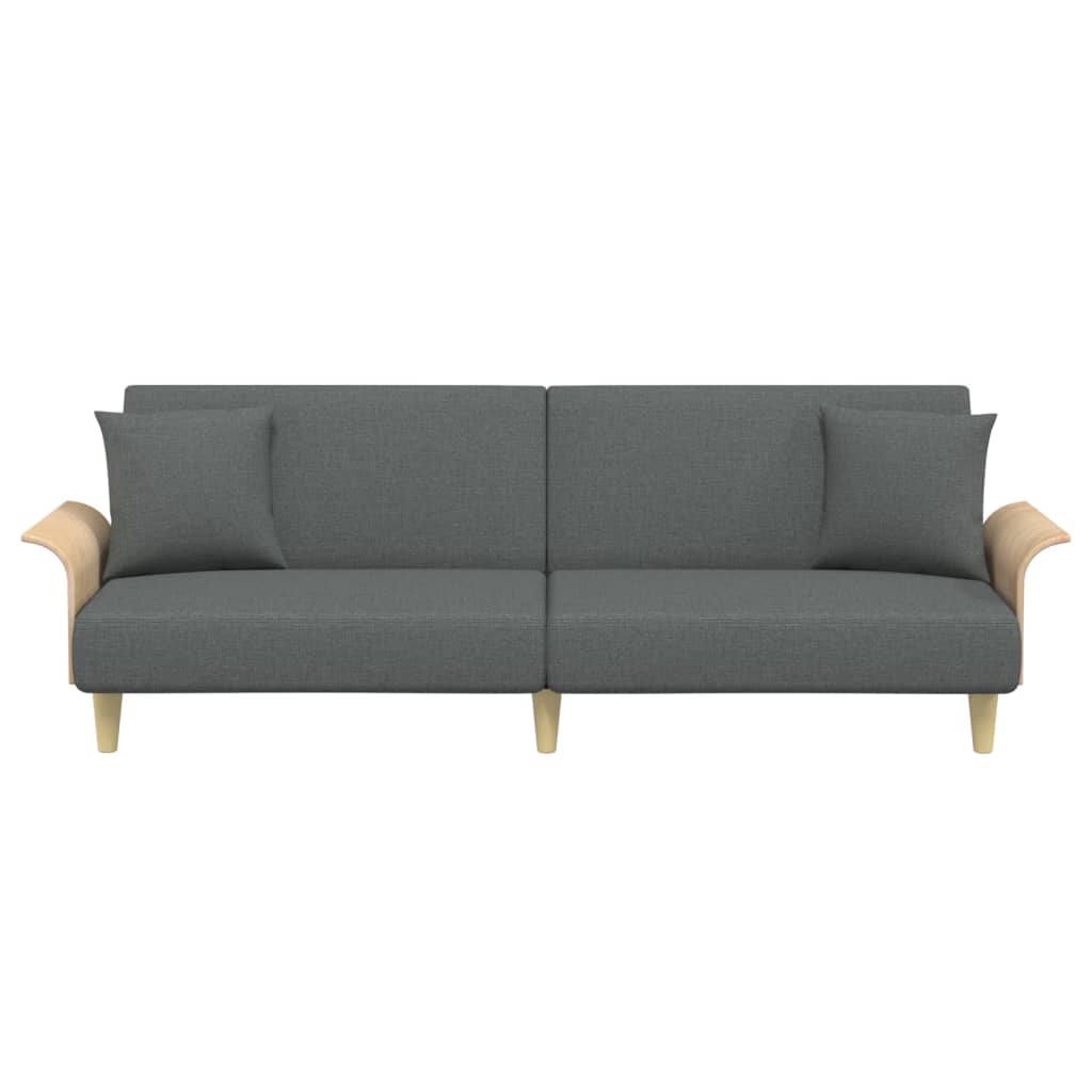 vidaXL Sofa Bed with Armrests Dark Grey Fabric