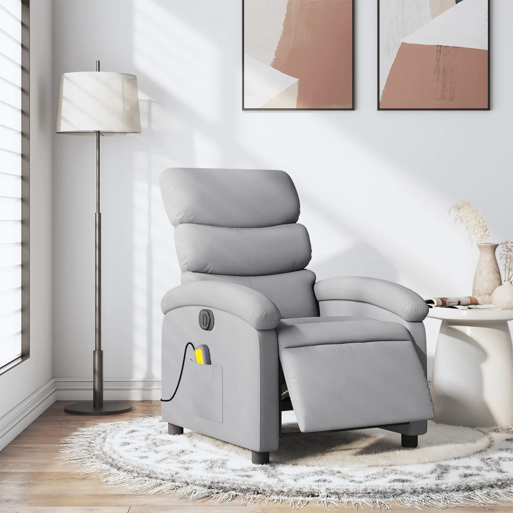 vidaXL Electric Massage Recliner Chair Light Grey Fabric