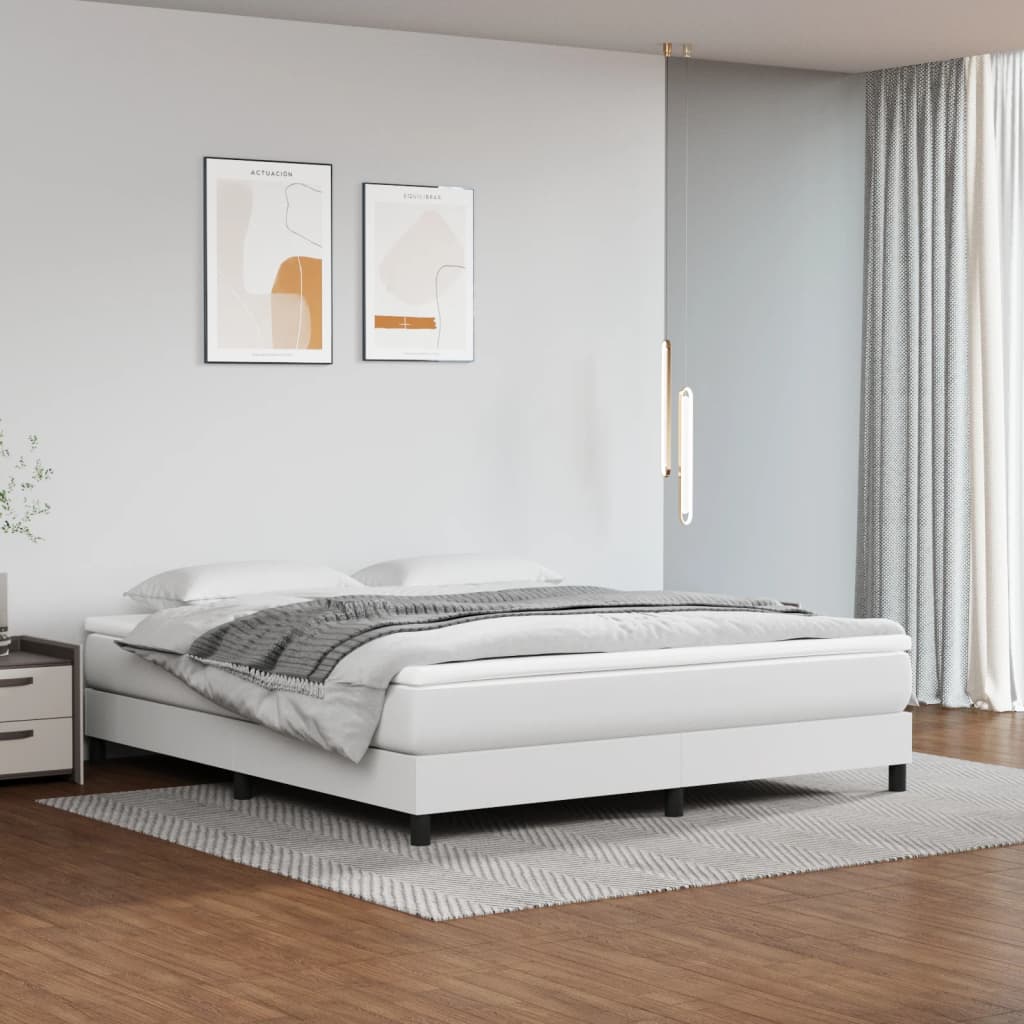 vidaXL Box Spring Bed Frame White 193x203 cm King Faux Leather