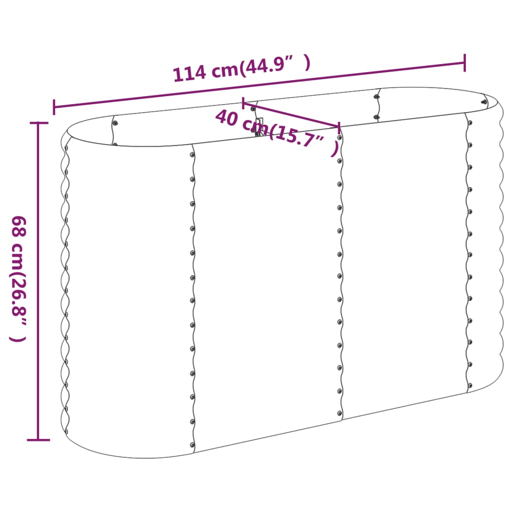 vidaXL Garden Raised Bed Powder-coated Steel 114x40x68 cm Silver