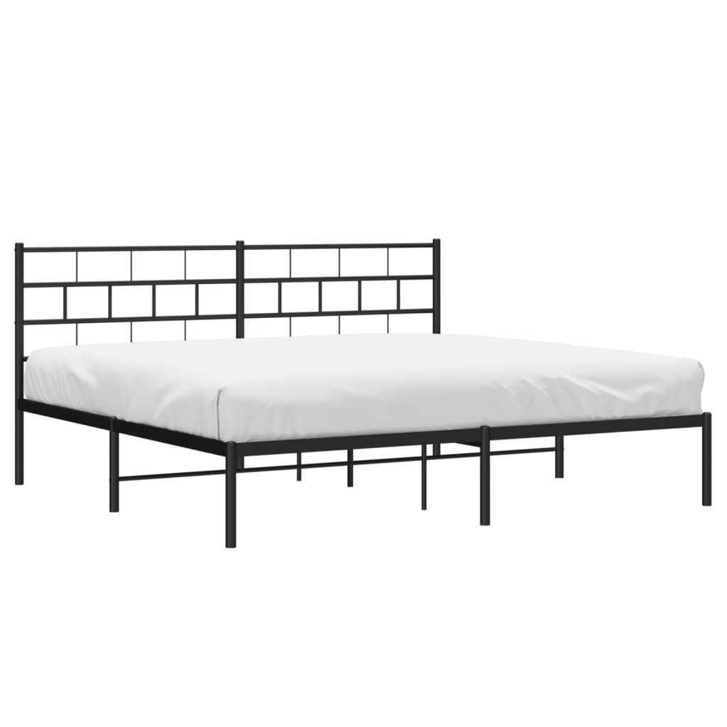 vidaXL Metal Bed Frame without Mattress with Headboard Black 193x203 cm