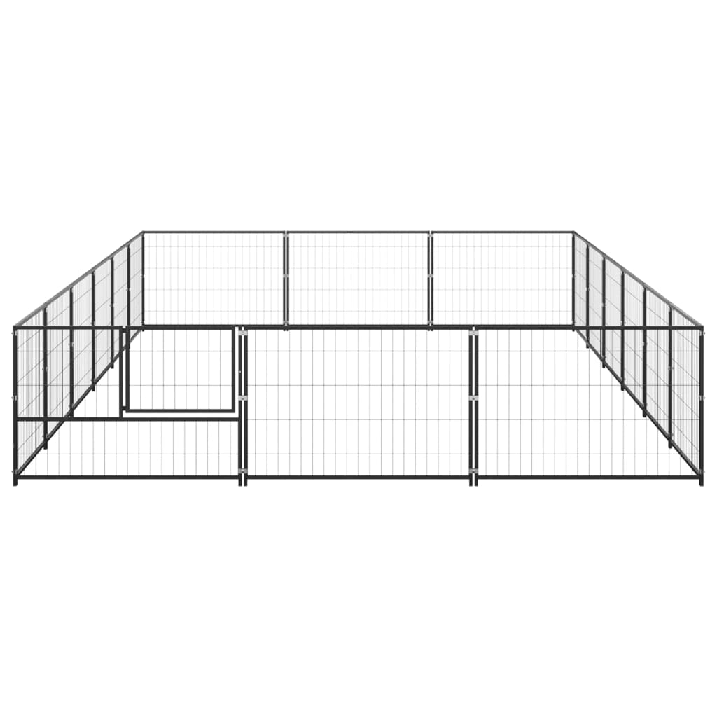 vidaXL Dog Kennel Black 18 m² Steel