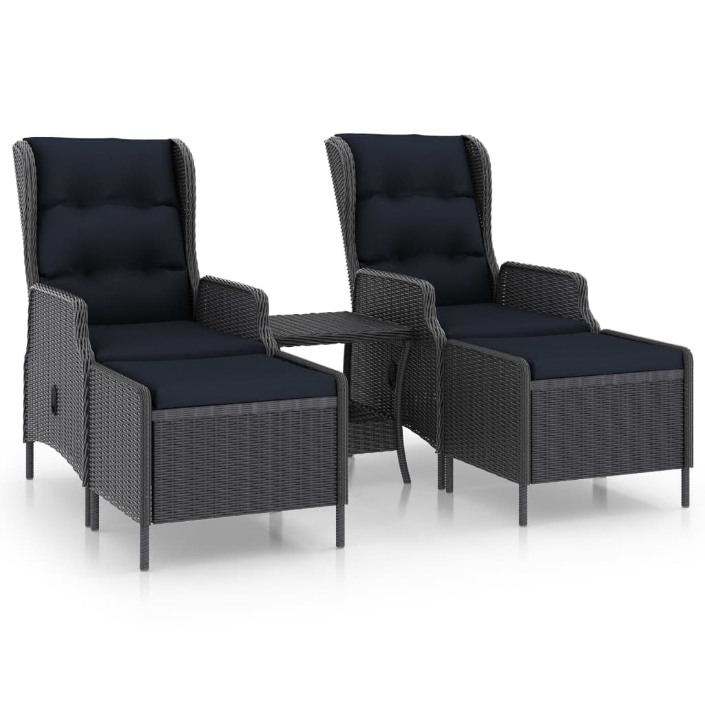 vidaXL 3 Piece Garden Lounge Set with Cushions Poly Rattan Dark Grey