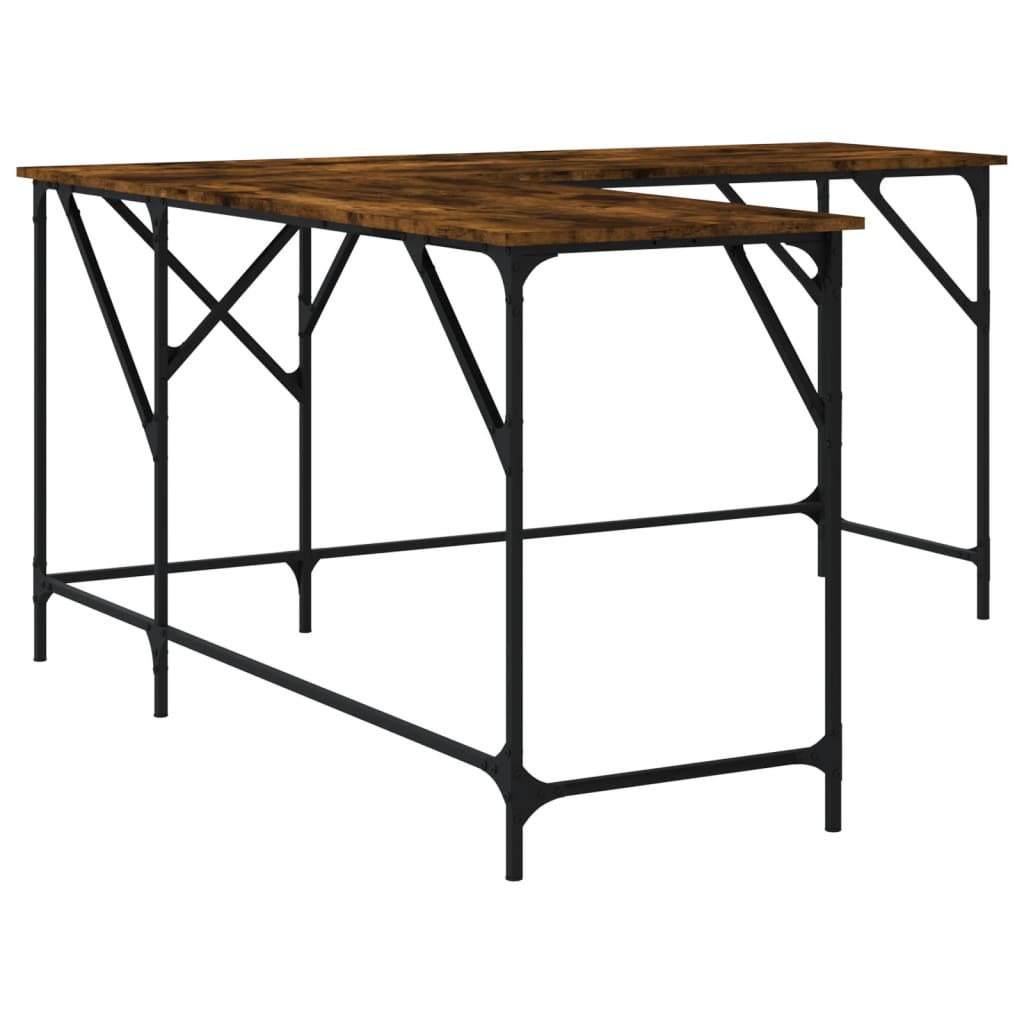 vidaXL Desk Smoked Oak 149x149x75 cm Engineered Wood