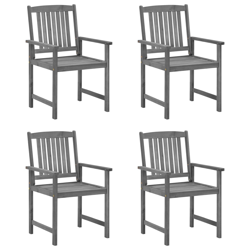 vidaXL Garden Chairs with Cushions 4 pcs Grey Solid Acacia Wood