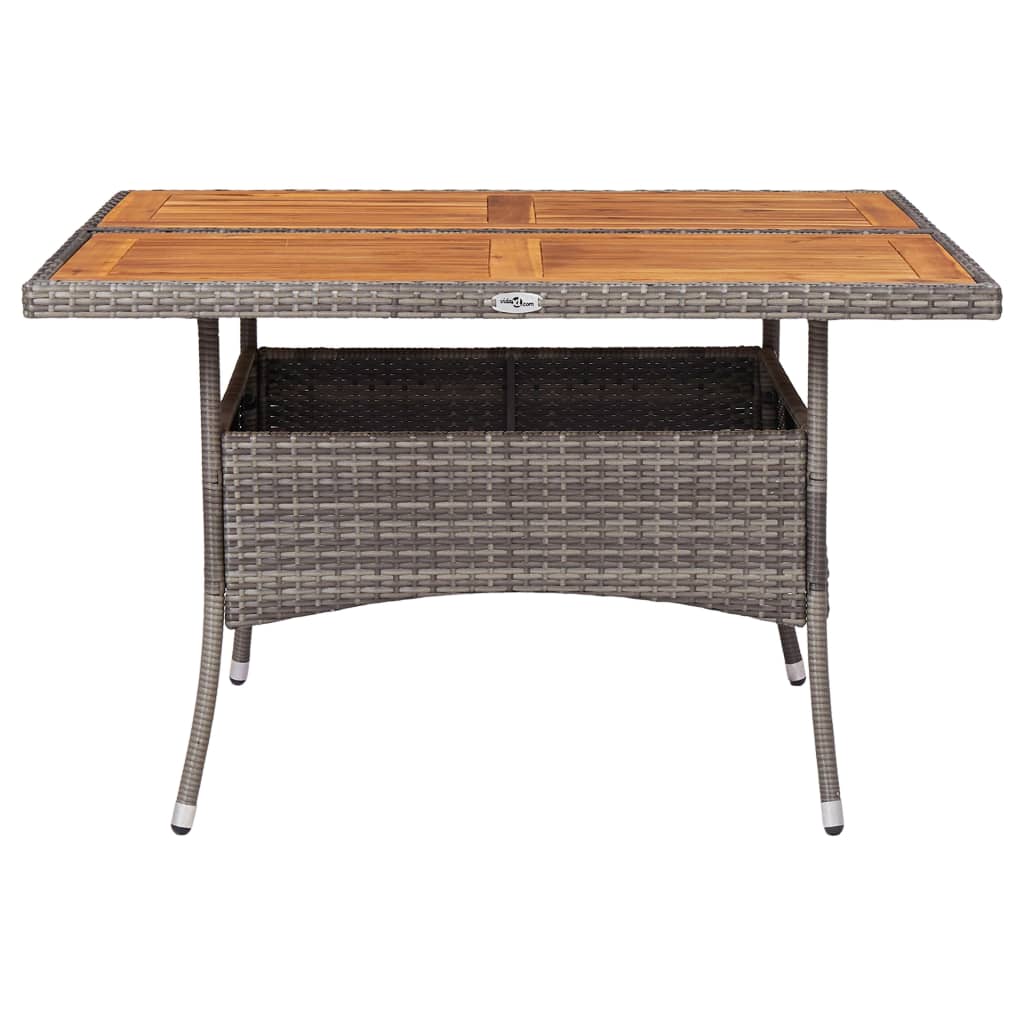 vidaXL Outdoor Dining Table Grey Poly Rattan and Solid Acacia Wood