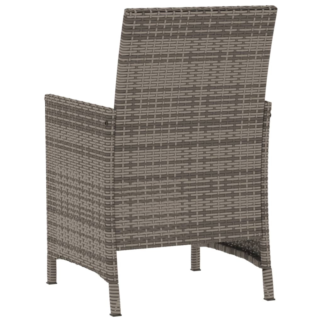 vidaXL 3 Piece Bistro Set with Cushions Grey Poly Rattan