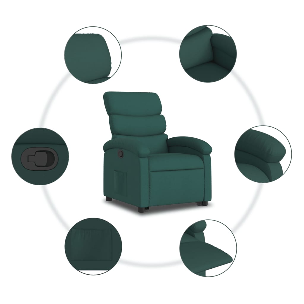 vidaXL Stand up Recliner Chair Dark Green Fabric