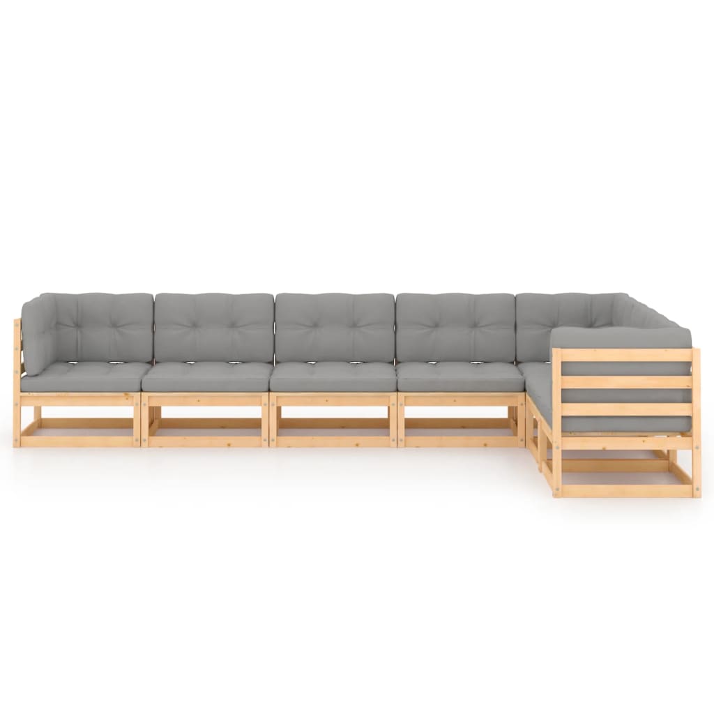 vidaXL 7 Piece Garden Lounge Set with Cushions Solid Pinewood