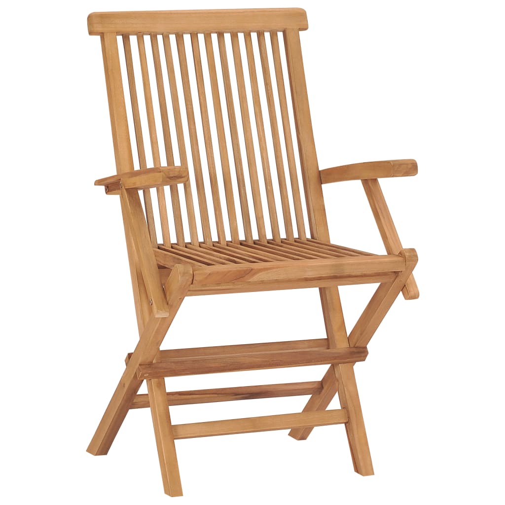 vidaXL Garden Chairs with Taupe Cushions 4 pcs Solid Teak Wood
