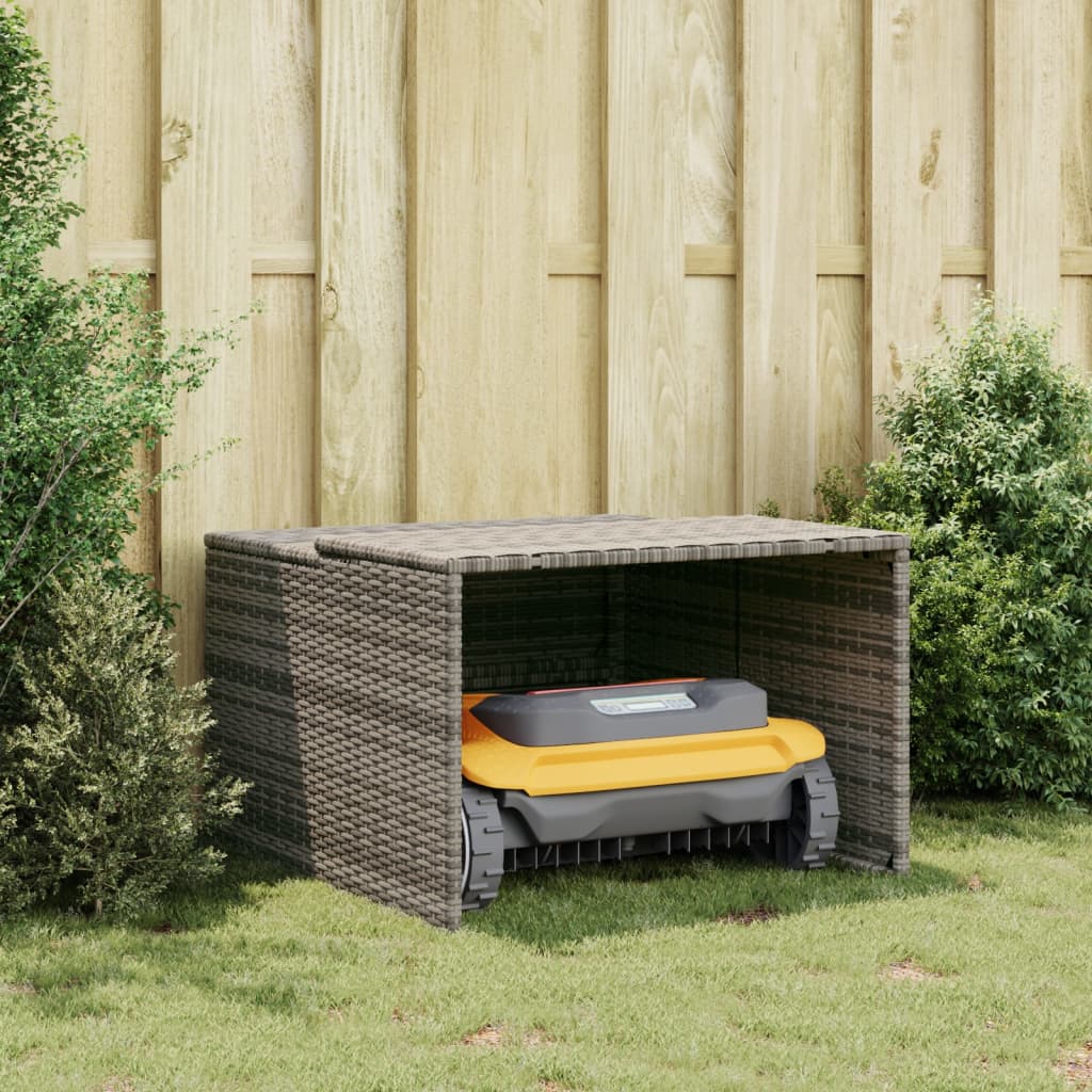 vidaXL Robot Mower Garage Grey 86x90x52/57 cm Poly Rattan