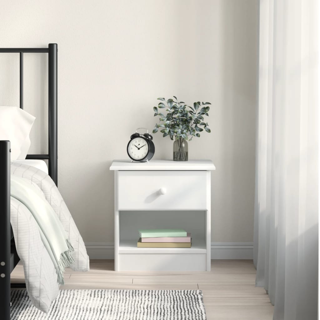 vidaXL Bedside Cabinet ALTA White 41x35x41 cm Solid Wood Pine