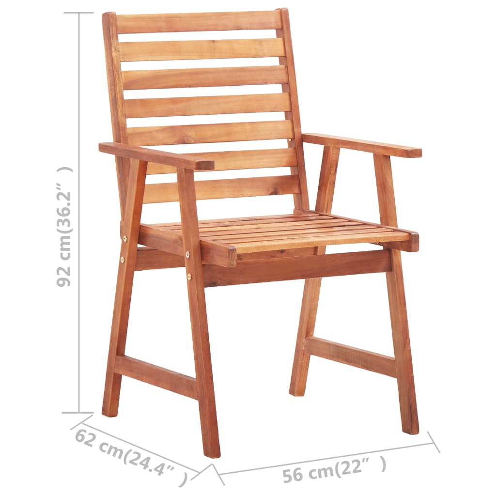 vidaXL Outdoor Dining Chairs 2 pcs with Cushions Solid Acacia Wood