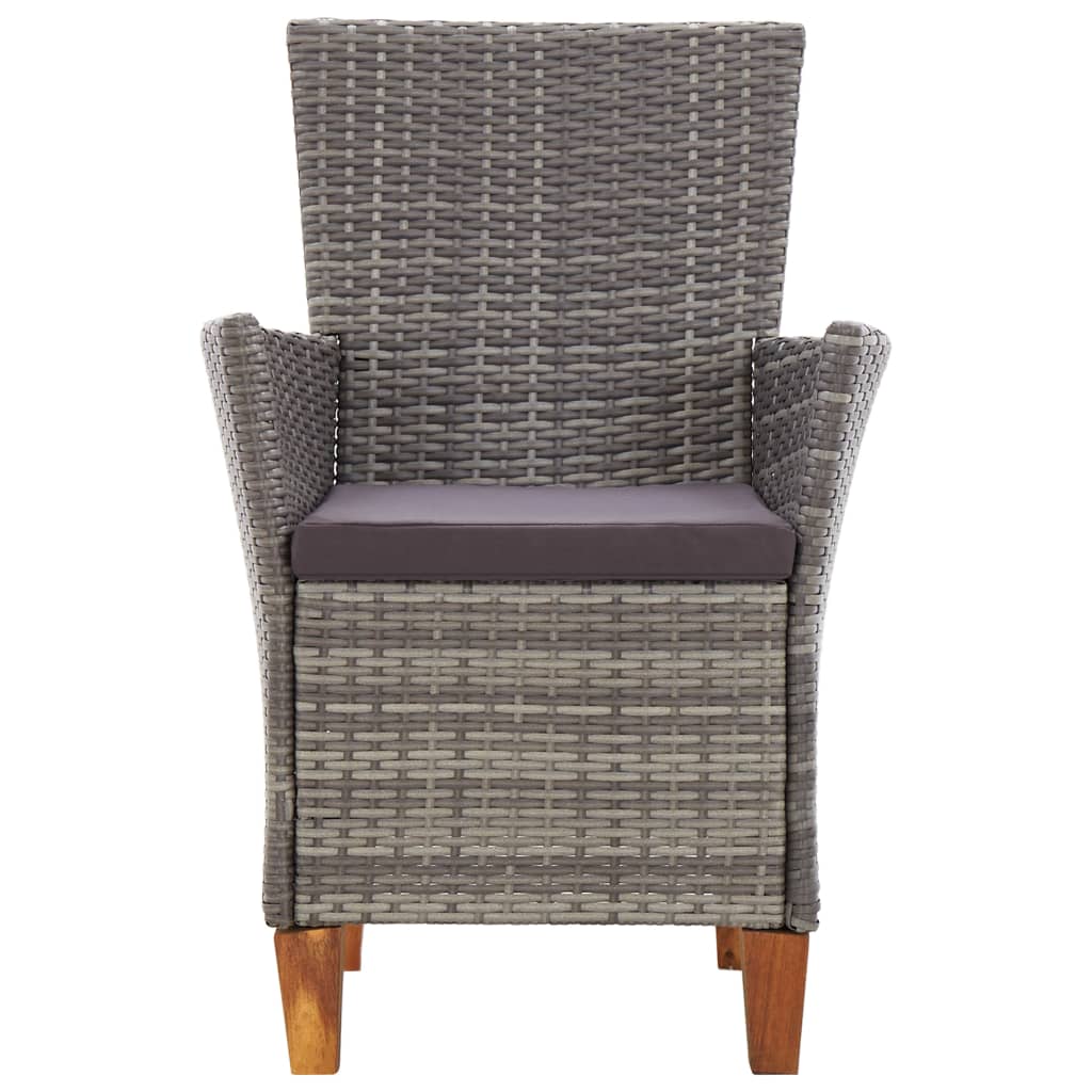 vidaXL Garden Chairs 2 pcs with Cushions Poly Rattan Grey