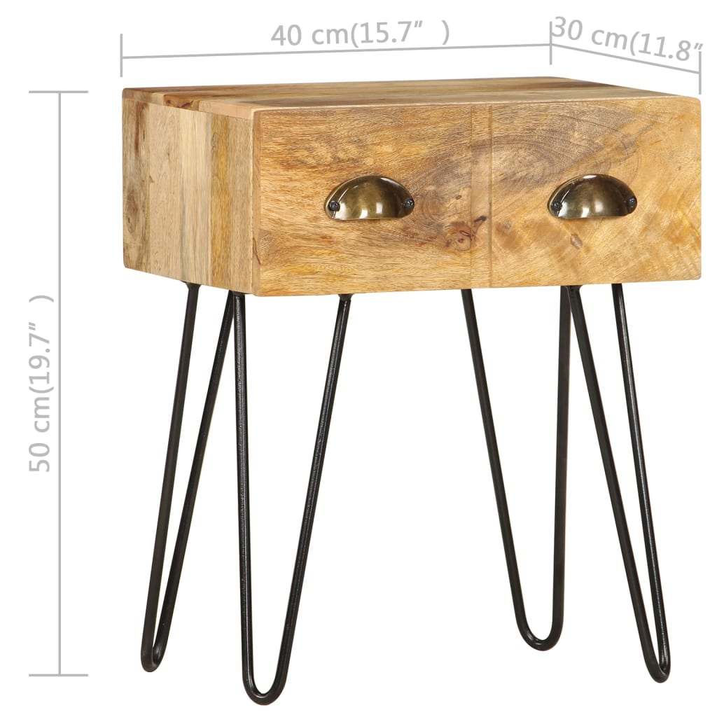 vidaXL Bedside Cabinet 40x30x50 cm Solid Mango Wood