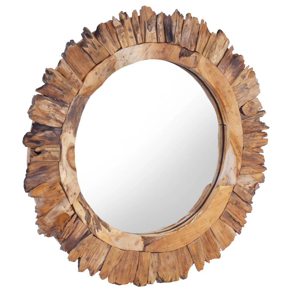 vidaXL Wall Mirror 60 cm Teak Round