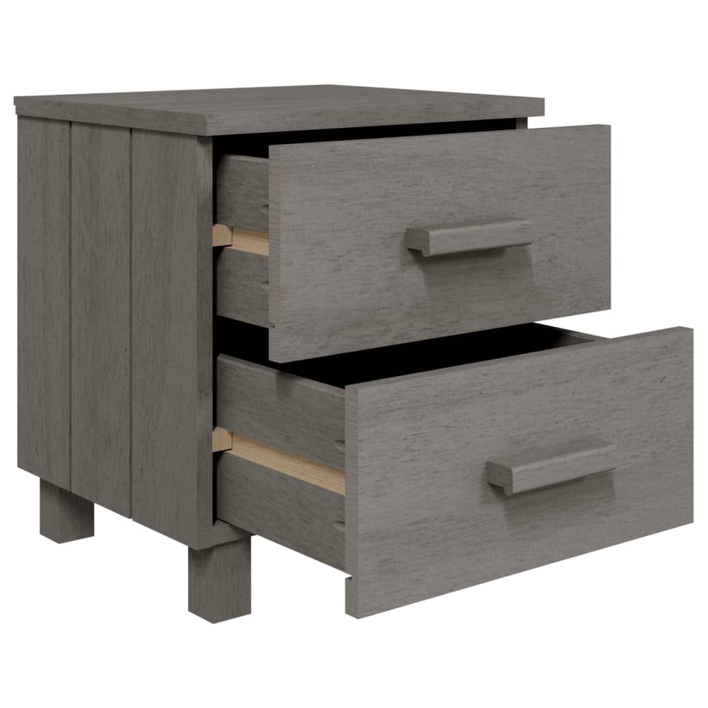 vidaXL Bedside Cabinets HAMAR 2 pcs Light Grey 40x35x44.5cm Solid Wood