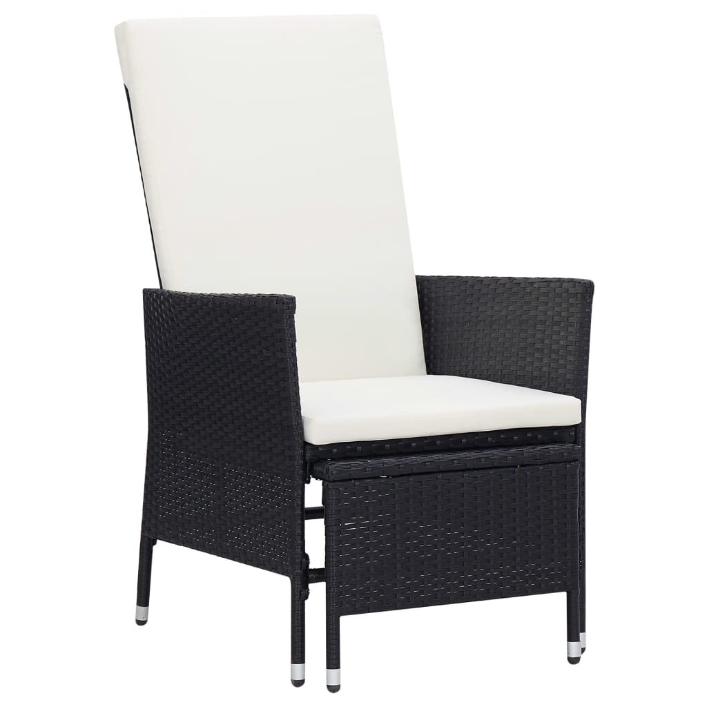 vidaXL 2 Piece Garden Lounge Set with Cushions Poly Rattan Black