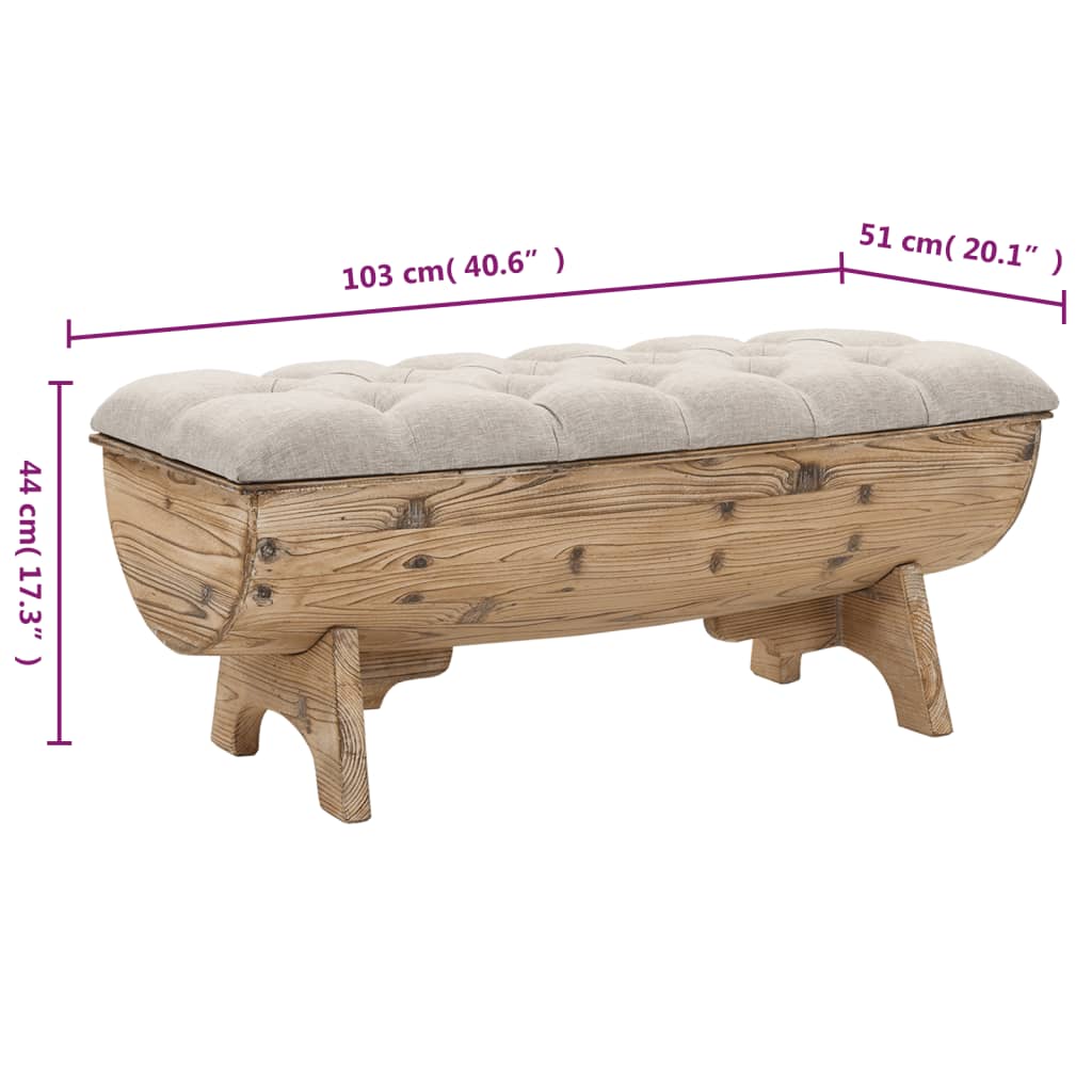 vidaXL Storage Bench 103 cm Solid Wood Fir