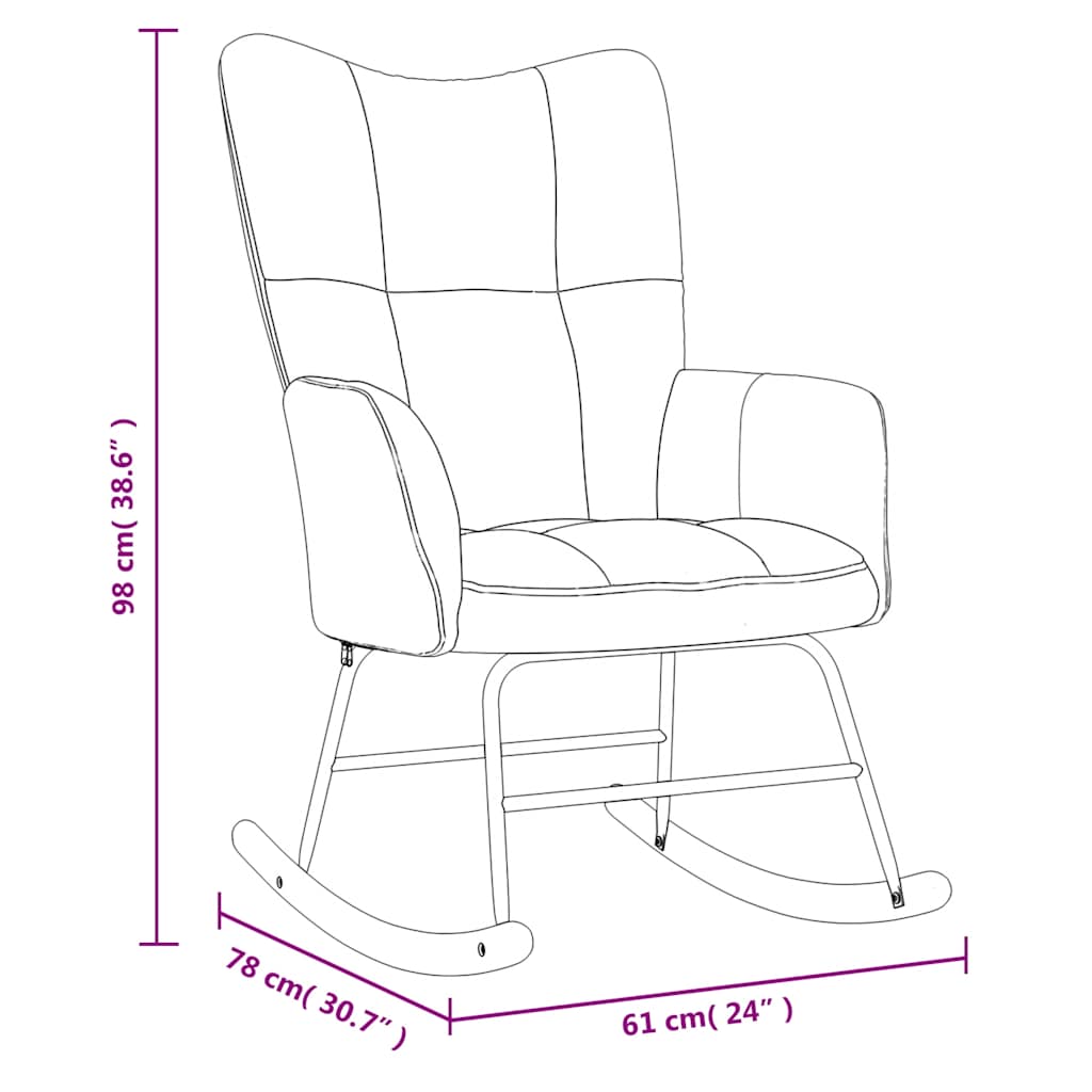 vidaXL Rocking Chair Dark Grey Velvet