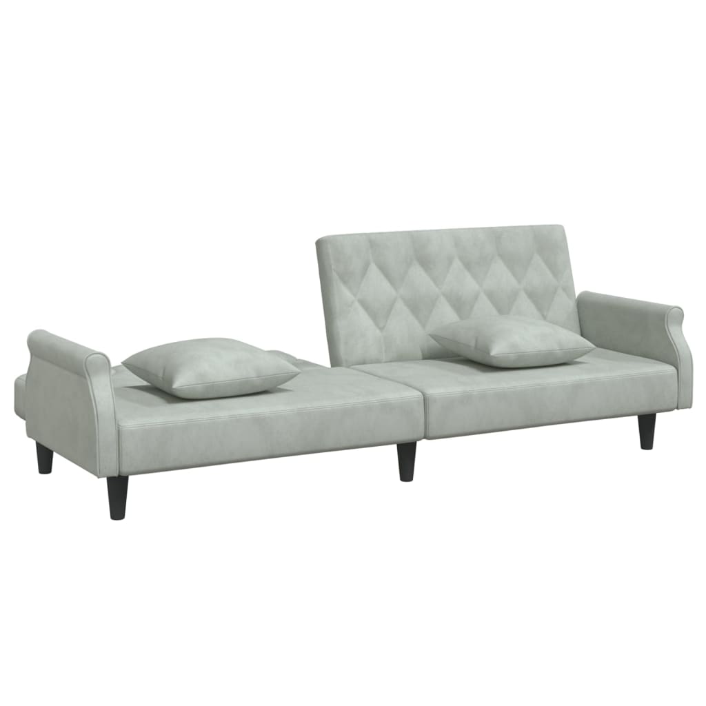 vidaXL Sofa Bed with Armrests Light Grey Velvet