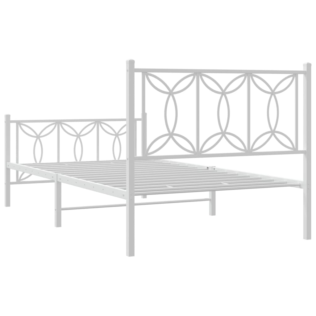 vidaXL Metal Bed Frame without Mattress with Footboard White 100x200 cm