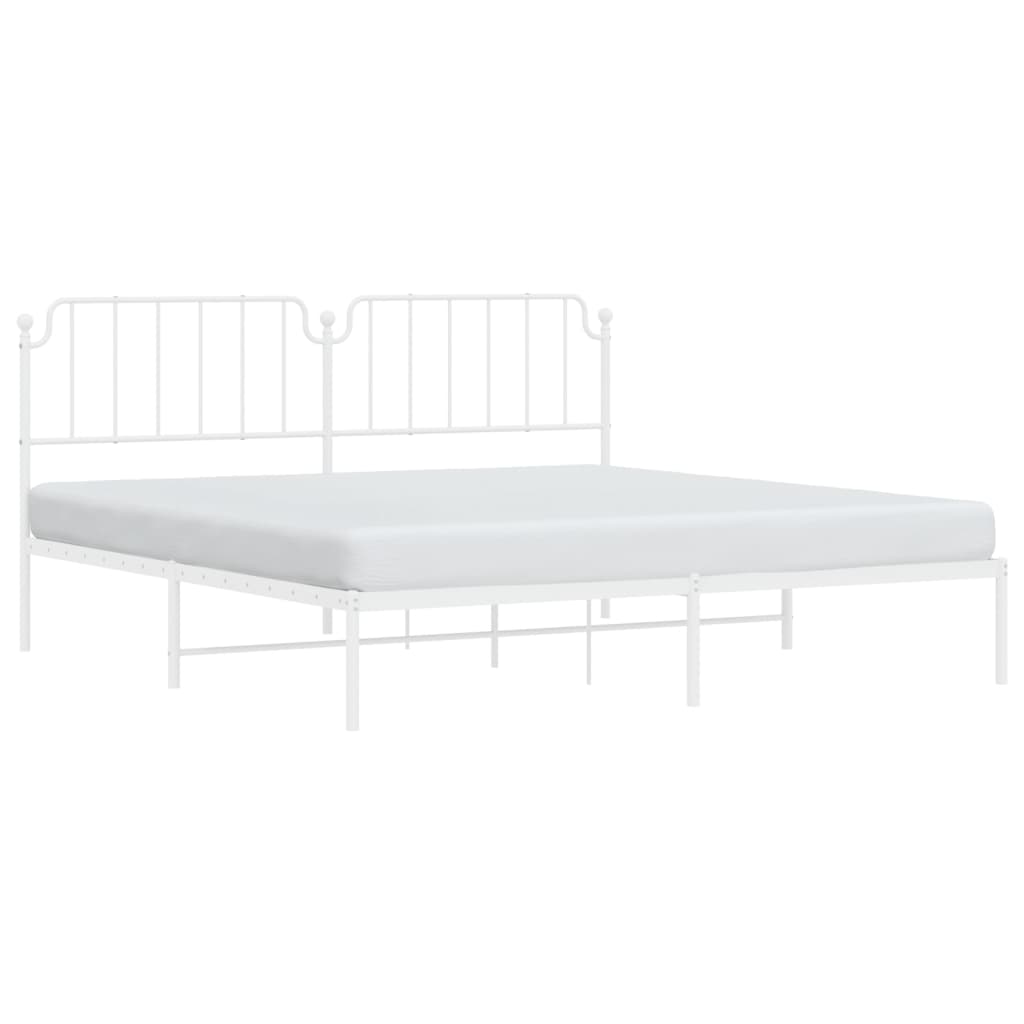 vidaXL Metal Bed Frame without Mattress with Headboard White 193x203 cm